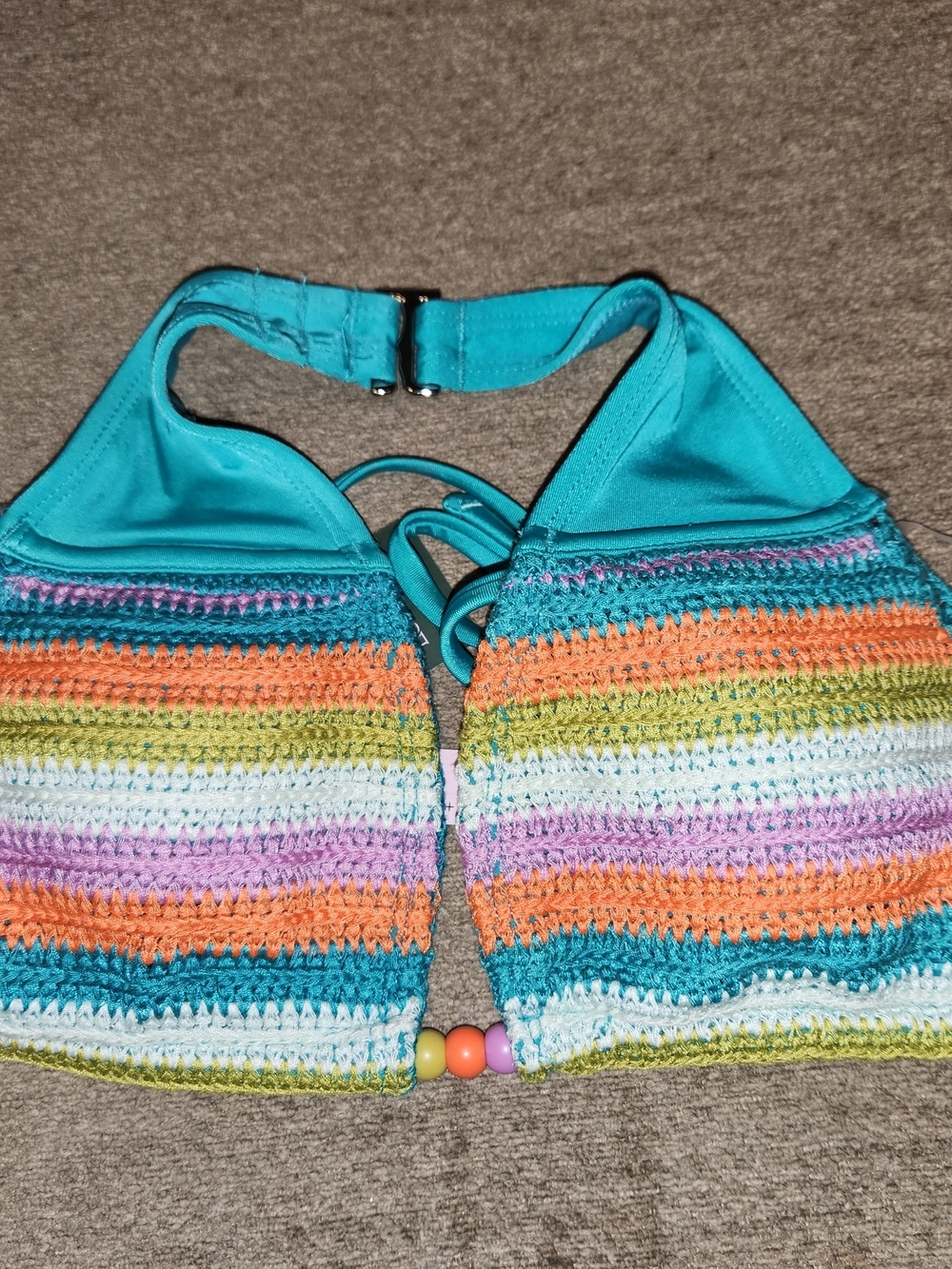 Wild Fable Turquoise Multicolor Crochet Bikini Top XS